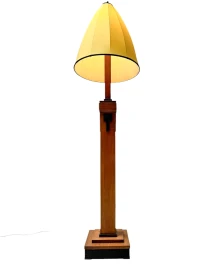 Art Deco Modernist Floor Lamp with Shantung Silk Shade, 1920s